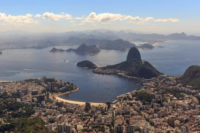 Imagem aérea Baía de Guanabara.