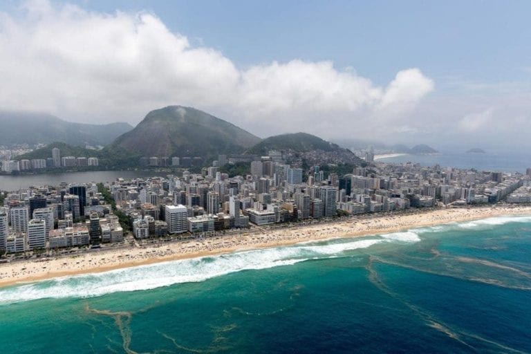 Imagem panorâmica da Praia de Copacabana.