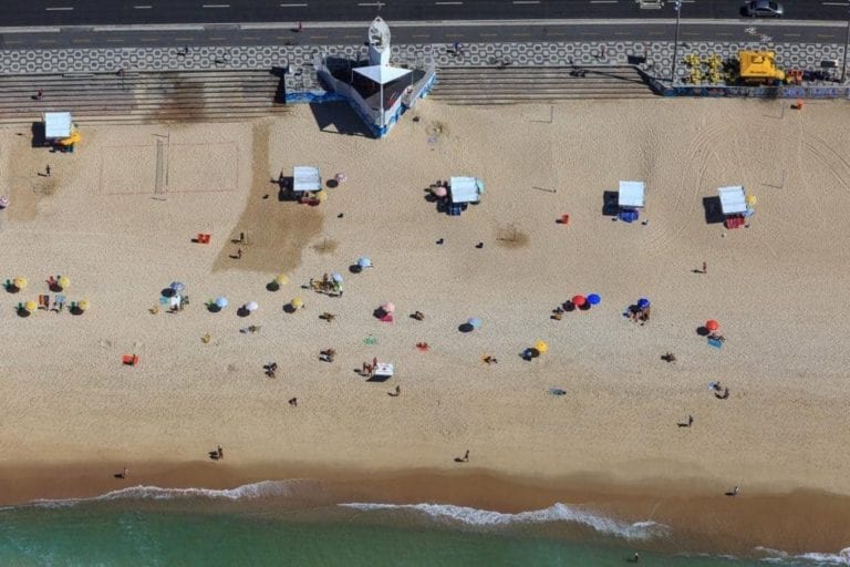 Foto do helicóptero praia de Copacabana.