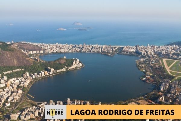 Foto panorâmica da Lagoa Rodrigo de Freitas.