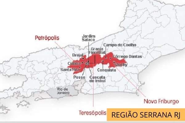 Mapa da região serrana do rio de janeiro.