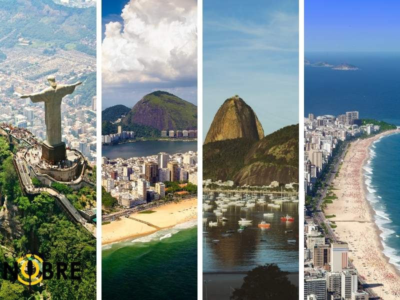 Imagens aérea de pontos turisticos do Rio de Janeiro.
